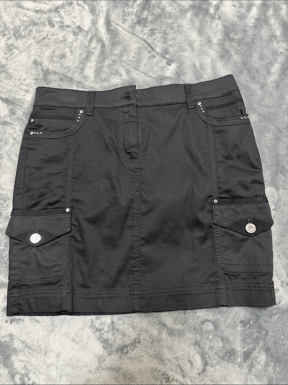 White House Black Market Black Cargo Mini Skirt with Stud Details